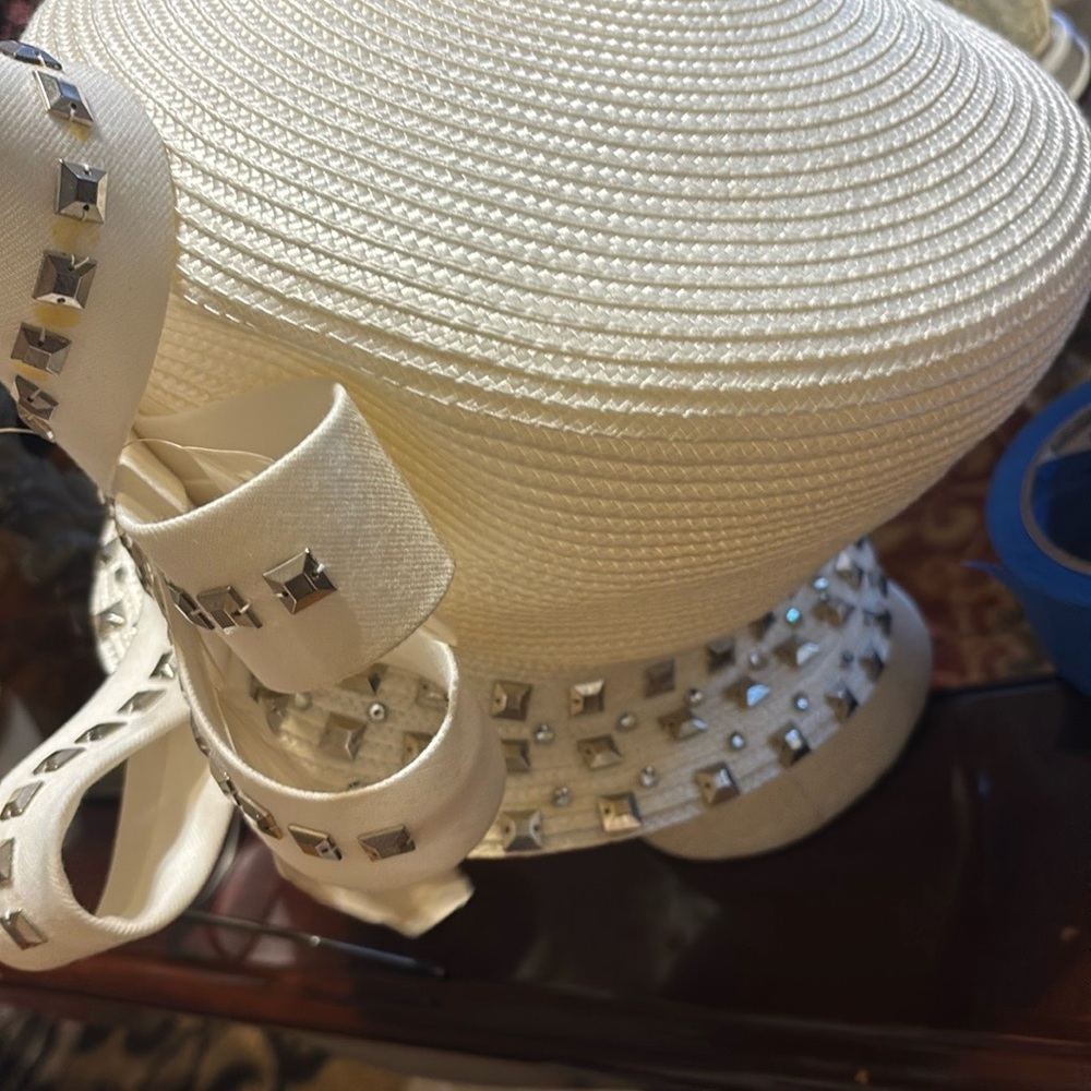 Elegant White Studded Women's Hat